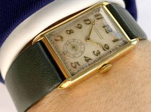 Thumbnail von Movado Serviced Vintage Chronometer Chronometre Tank Solid Gold Breguet-Numbered Dial