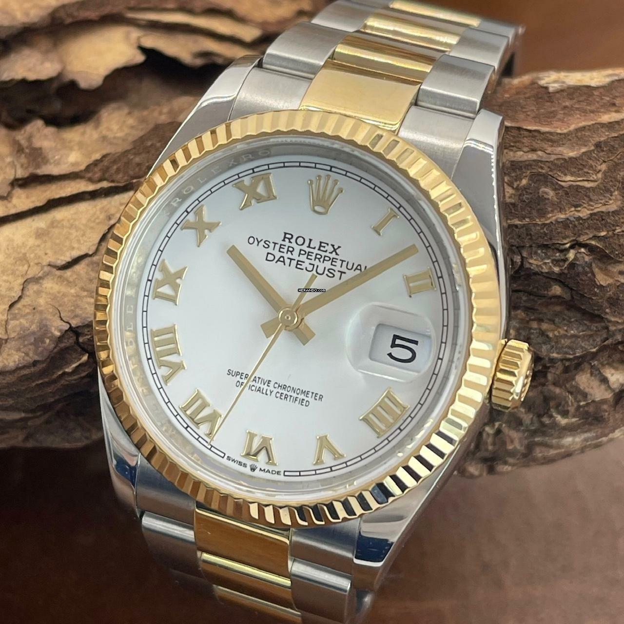 Rolex Datejust 36 Datejust 36 White Roman - FULLSET 2022 LC100 - Ref. 126233