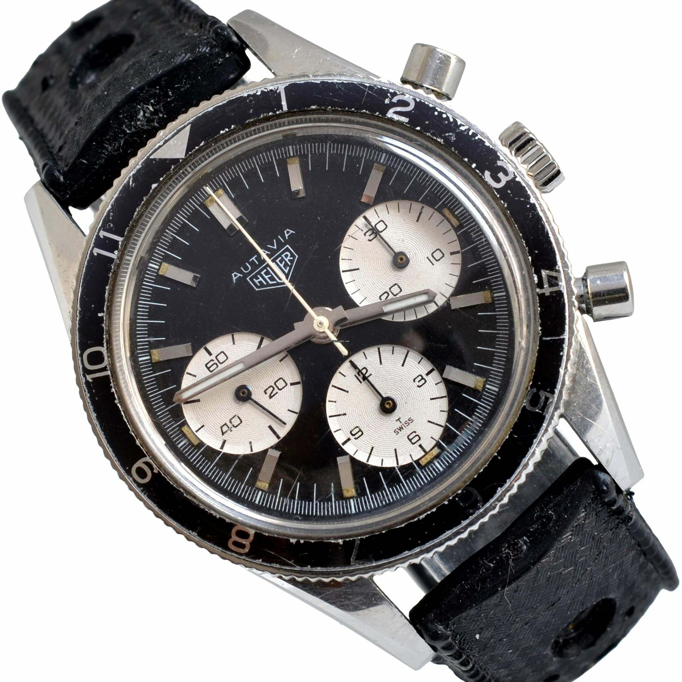 Heuer Leonidas Autavia 2446H by Jochen Rindt Panda black dial 1969