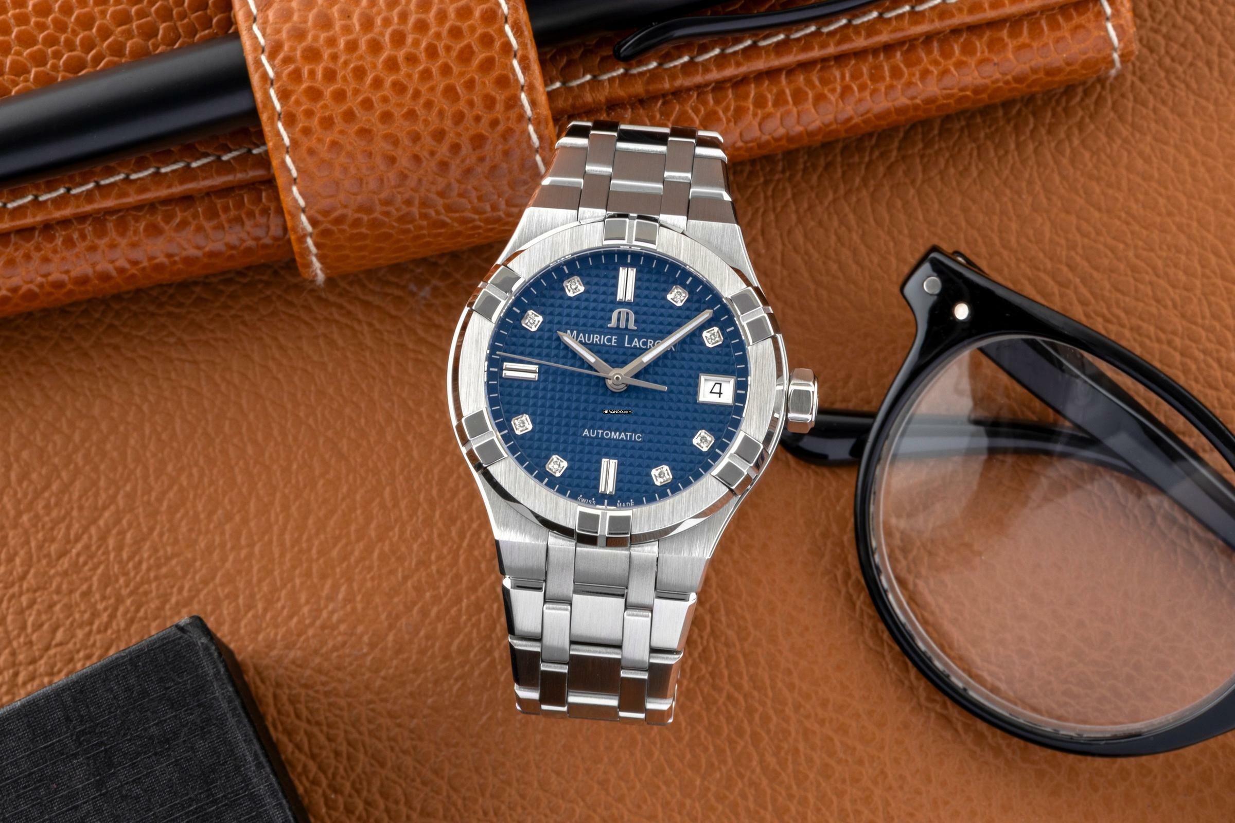 Thumbnail von Maurice Lacroix AIKON Stahl Automatik Damenuhr Ref. AI6006-SS002-450-1 B&P 2023