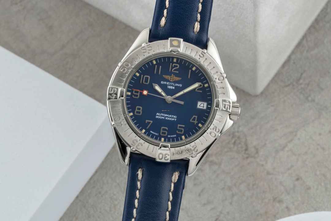  Breitling Colt Automatic 300M Automatik Datum Blue Dial Edelstahl Herrenuhr Ref. A17035 
