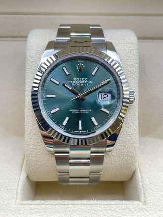  Rolex Datejust 41 Green Dial FULL SET BOX+PAPERS LIKE NEW 2023 Lc AT first buying receipt 