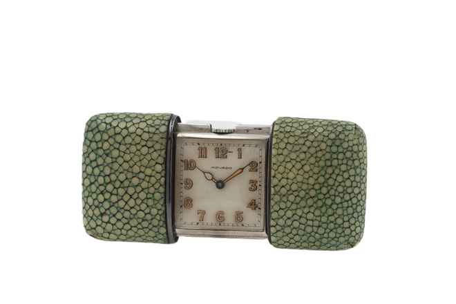  Movado Ermeto 925 Sterling Silver Shagreen Purse Watch 