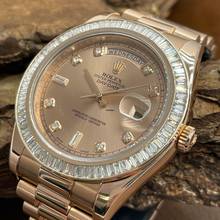 Thumbnail von Rolex Day-Date II Oyster Perpetual Day-Date II Dia - 18kt Roségold - Ref. 218238 Baguette Bezel Aftermarket