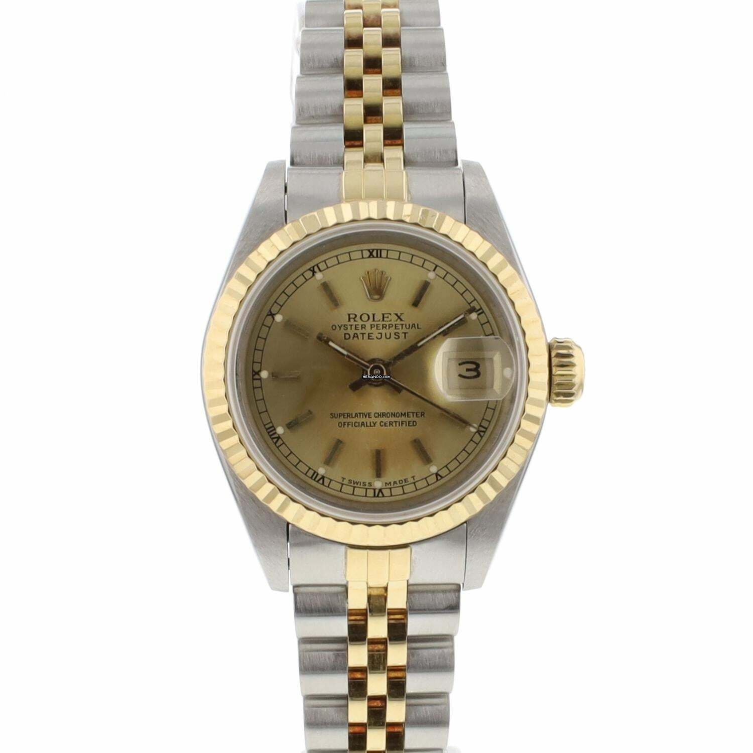  Rolex Lady-Datejust 26 Steel/Gold Jubilee Champagne Dial 