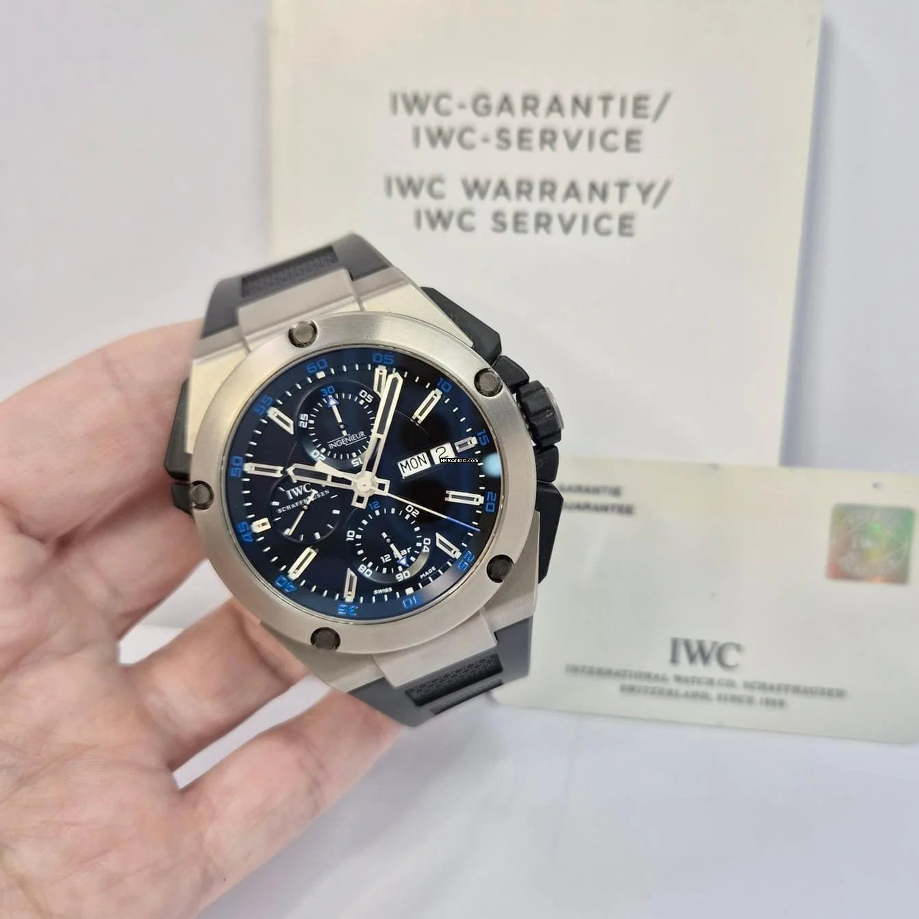  IWC Ingenieur Double Chronograph Titanium 45mm Automático Completo 