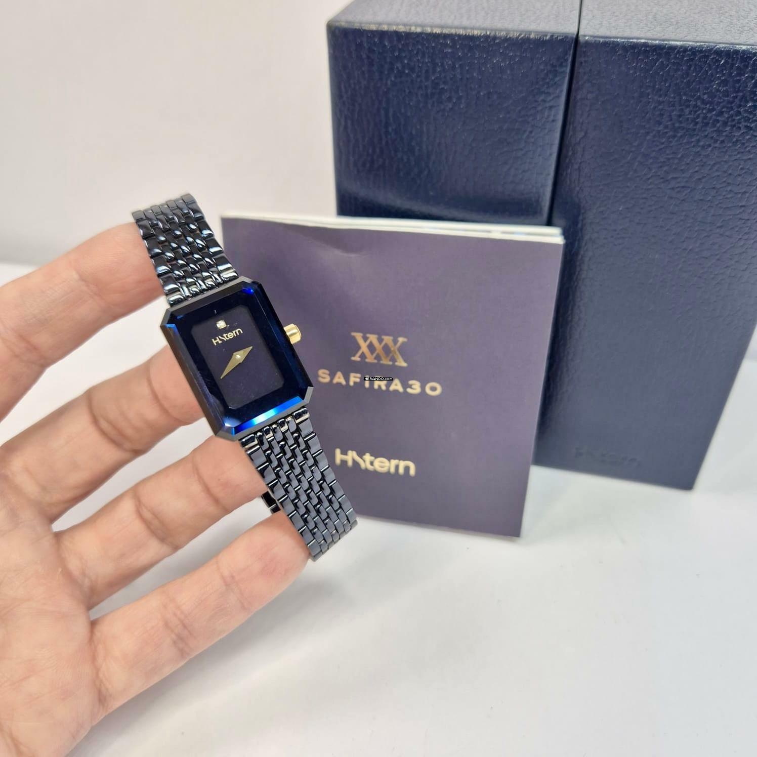 h stern Safira Emerald Cut 25x30mm Quartz Completo