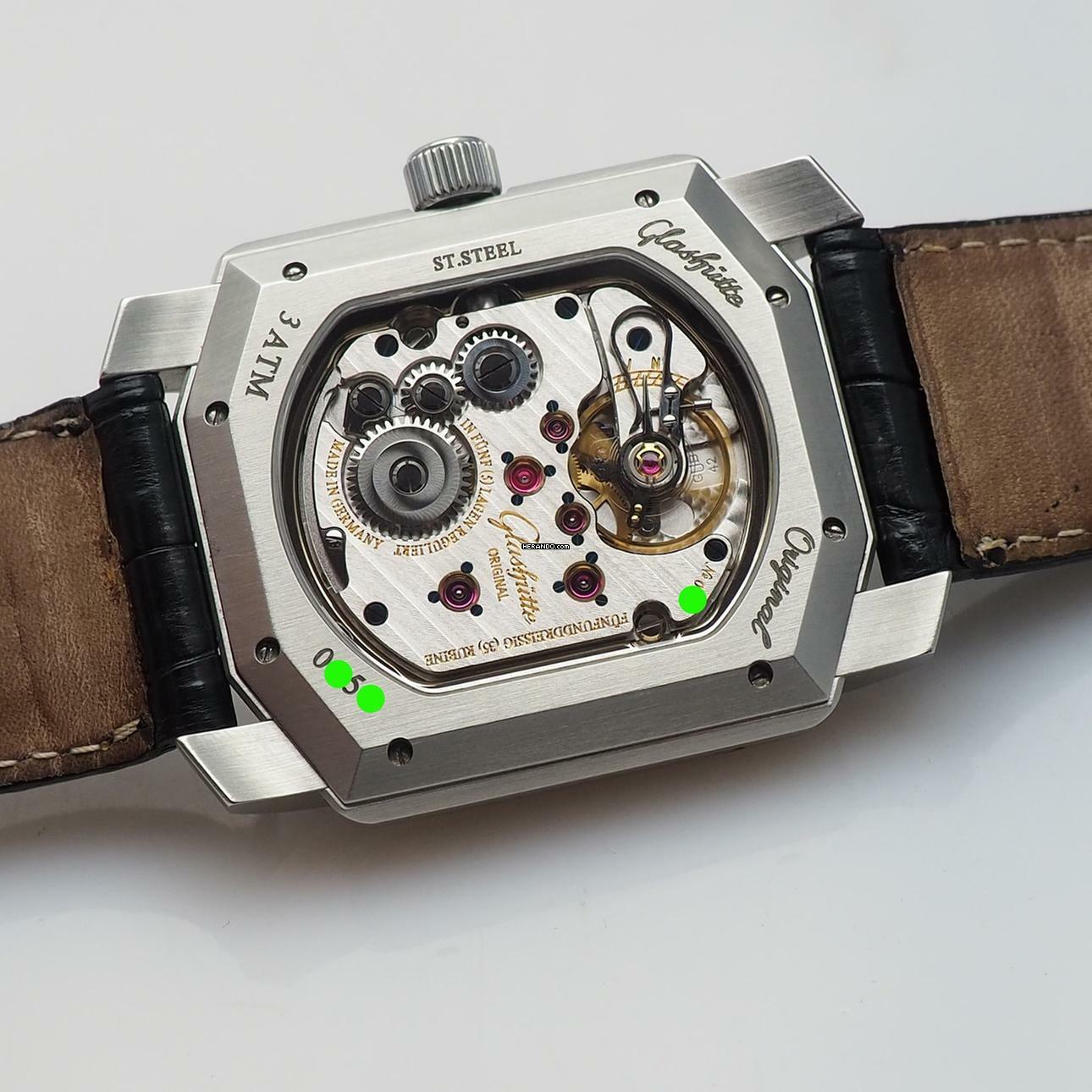 Thumbnail von Glashütte Original Senator Karrée 1845 Moonphase Auf/Ab - Reserche-De March Stahl/Leder B&P TOP