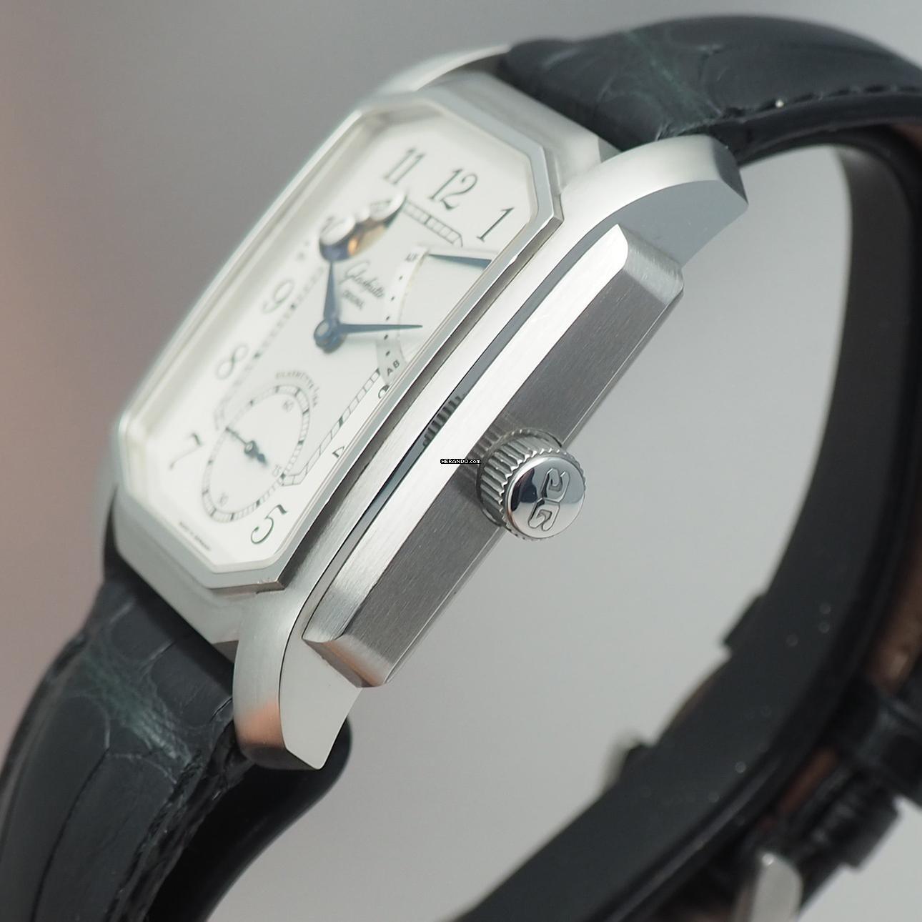 Thumbnail von Glashütte Original Senator Karrée 1845 Moonphase Auf/Ab - Reserche-De March Stahl/Leder B&P TOP