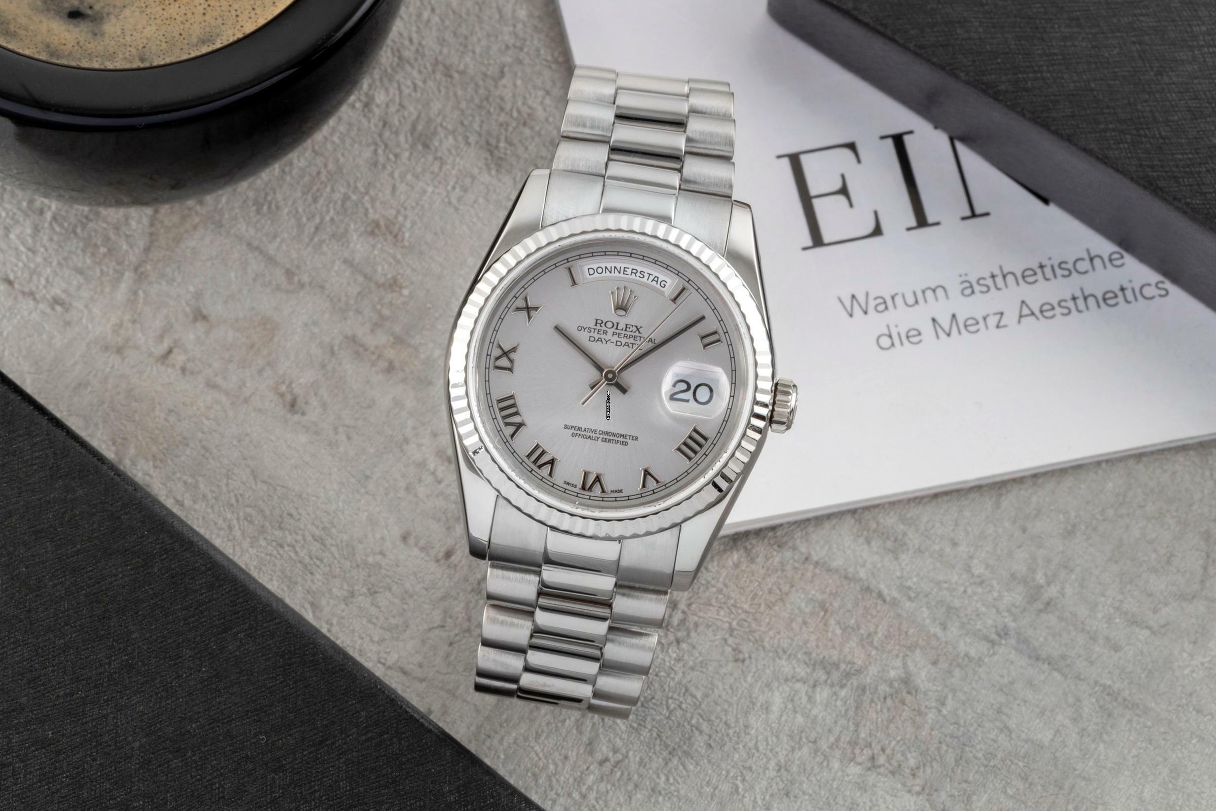 Rolex Day-Date 36 18k (0,750) Weissgold Automatik Herrenuhr Ref. 118239 P-Serie