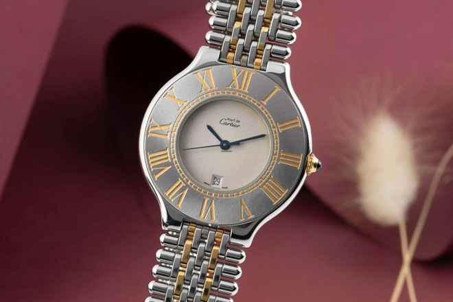  Cartier 21 Must de Cartier XL Stahl / vergoldet Quarz Ref. W10052F4 