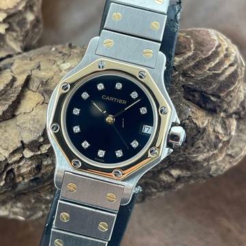  Cartier Santos Santos Octagon Dia Dial - FULLSET 1990 - Ref. 0907 