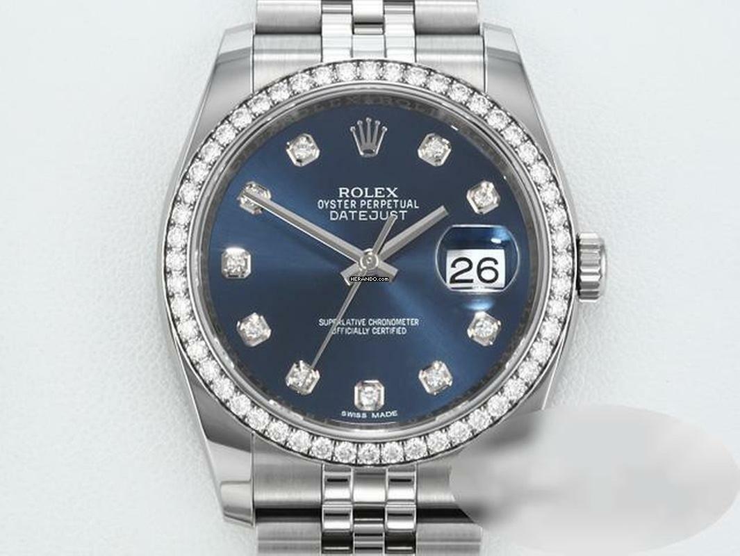  Rolex Datejust 36 36mm 116244 2017 Stahl Weissgold 750 Diamanten Automatik Stainless Steel 18kt White Gold Jubilé-band Chronometer Oyster Blue Dial 