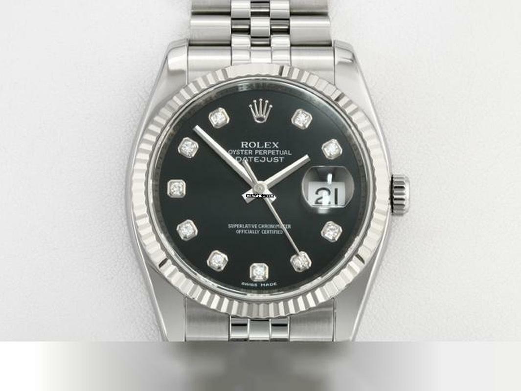 Rolex Datejust 36 36mm 116234 2015 Stahl Weissgold 750 Diamanten Automatik Stainless Steel 18kt White Gold Jubilé-band Chronometer Oyster Black Dial
