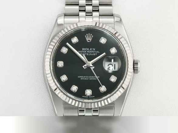  Rolex Datejust 36 36mm 116234 2015 Stahl Weissgold 750 Diamanten Automatik Stainless Steel 18kt White Gold Jubilé-band Chronometer Oyster Black Dial 