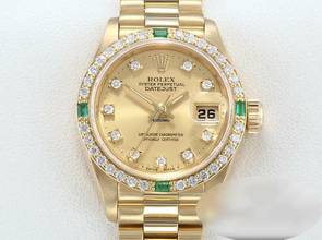 Thumbnail von Rolex Lady-Datejust Gelbgold 750 Diamanten Smaragde 69078 Automatik 18kt Yellow Gold Damen President-band Chronometer Oyster