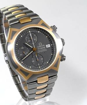  Omega Seamaster Polaris Chronometer Chronograph Titan mit Goldintarsien 