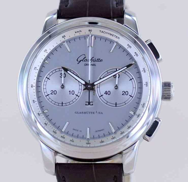  Glashütte Original Senator Chronograph XL Silver 44mm Klassiker Cal 39 Edelstahl B+P 