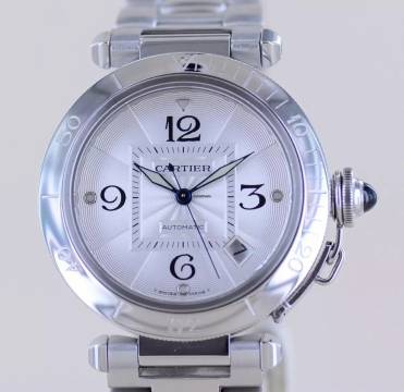  Cartier Pasha Date Automatic Stahl Klassiker Luxusuhr Stick dial 38mm Stahlband 