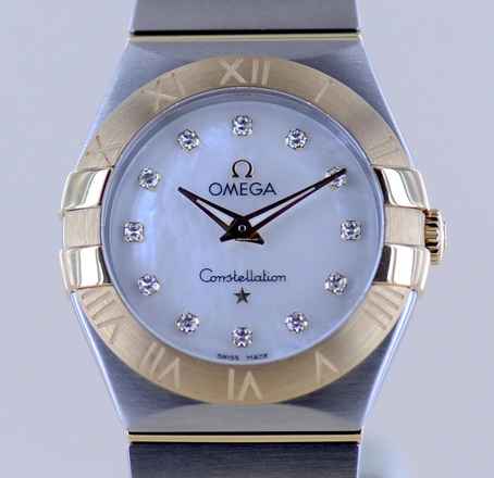  Omega Constellation Quartz Stahl Gold MOP Diamond Dial Quarz Lady Klassiker 