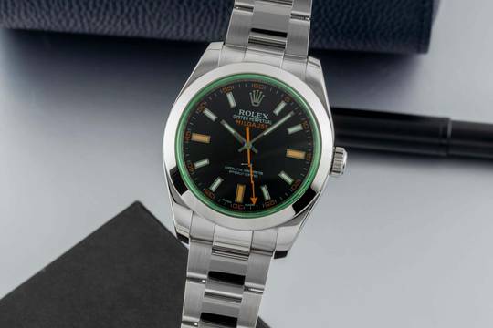  Rolex Milgauss Edelstahl Automatik Herrenuhr Ref. 116400GV Papiere 2014 