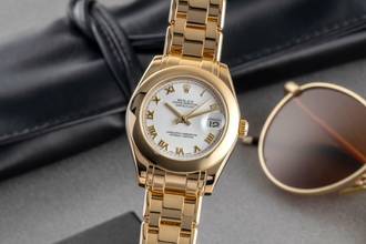 Thumbnail von Rolex Datejust 18k Gold Automatik Damenuhr Ref. 81208 Papiere 2005
