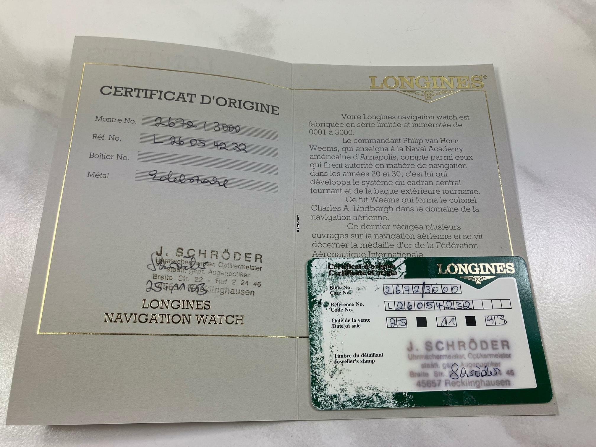 Thumbnail von Longines Navigation Watch Weems Limited Edition / Box+Papiere