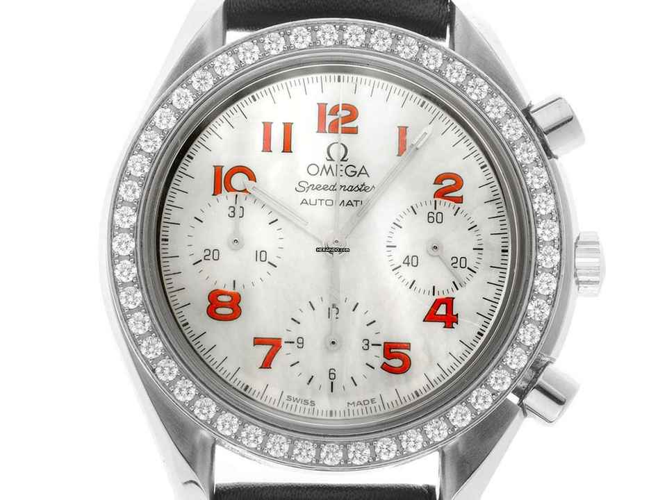  Omega Speedmaster Reduced Ref.275.0032 2000 Box&Beschreibung original unpoliert Speedmaster Reduced Perlmutt Diamanten 