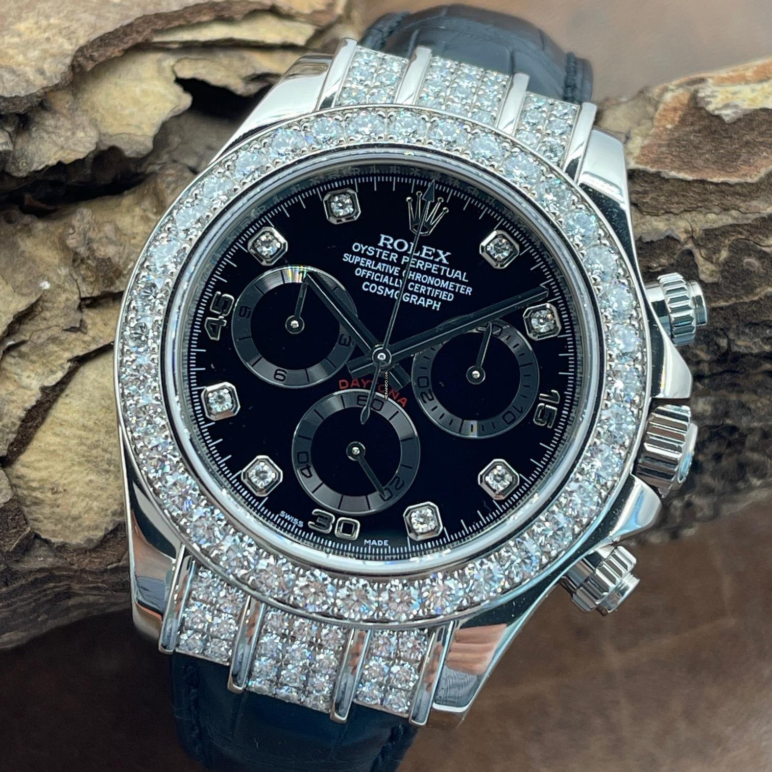 Rolex Daytona Daytona 18kt Weißgold mit Rolex Diamantbesatz - FULLSET 2007 - 116599RBR Factory Diamonds - Revi Papers - Full Set