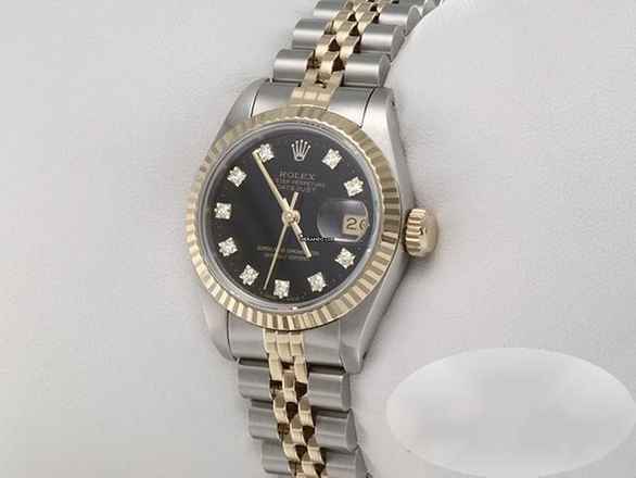  Rolex Lady-Datejust Edelstahl Gelbgold 750 Diamanten Automatik 18kt Yellow Gold Stahl Stainless Steel Jubilé-band Chronometer Oyster Black Dial 