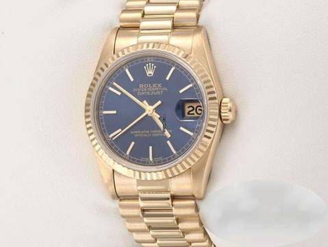  Rolex Datejust 31 31mm Gelbgold 750 Automatik Rolex-service: 2025 18kt Yellow Gold Damen President-band Chronometer Oyster White Dial 