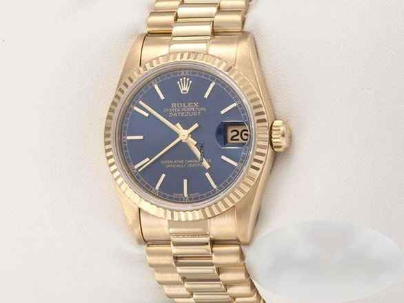 Rolex Datejust 31 31mm Gelbgold 750 Automatik Rolex-service: 2025 18kt Yellow Gold Damen President-band Chronometer Oyster White Dial 