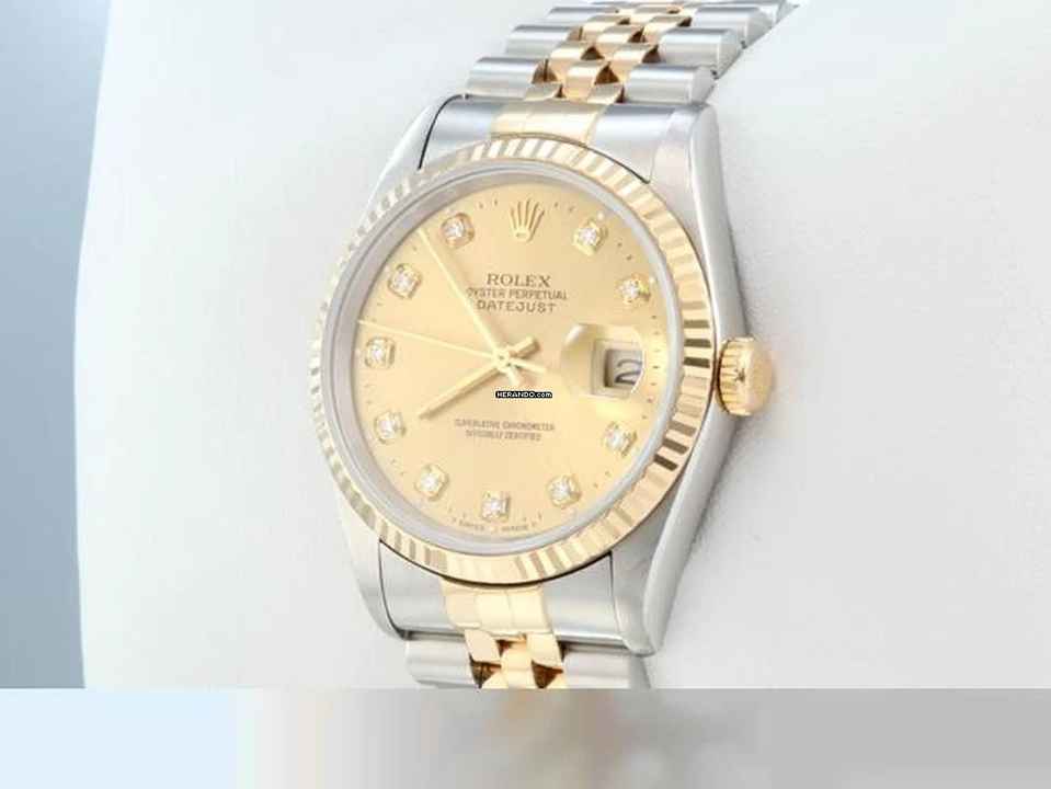  Rolex Datejust 36 36mm 16233 2000 Diamanten Stahl Gelbgold 750 Automatik Gold 