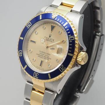 Rolex Submariner Date 16613 Serti Diamonds dial Stahl/Gold 18k B+P Wempe