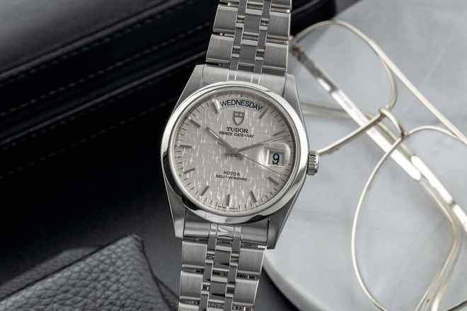  Tudor Prince Date Day Silver Dial Edelstahl Automatik Herrenuhr Ref. 76200 