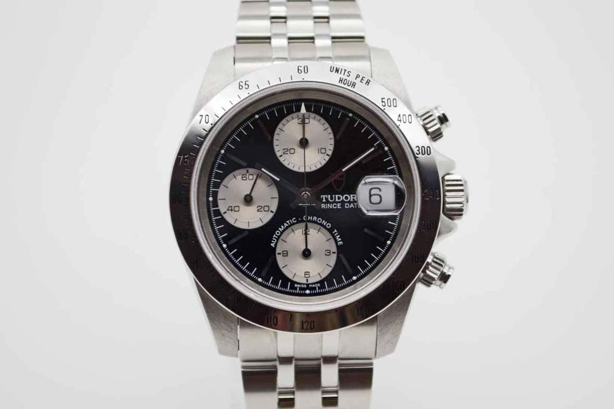 Tudor Prince Date Chronograph 79280 Newman Dial Box & Papiere