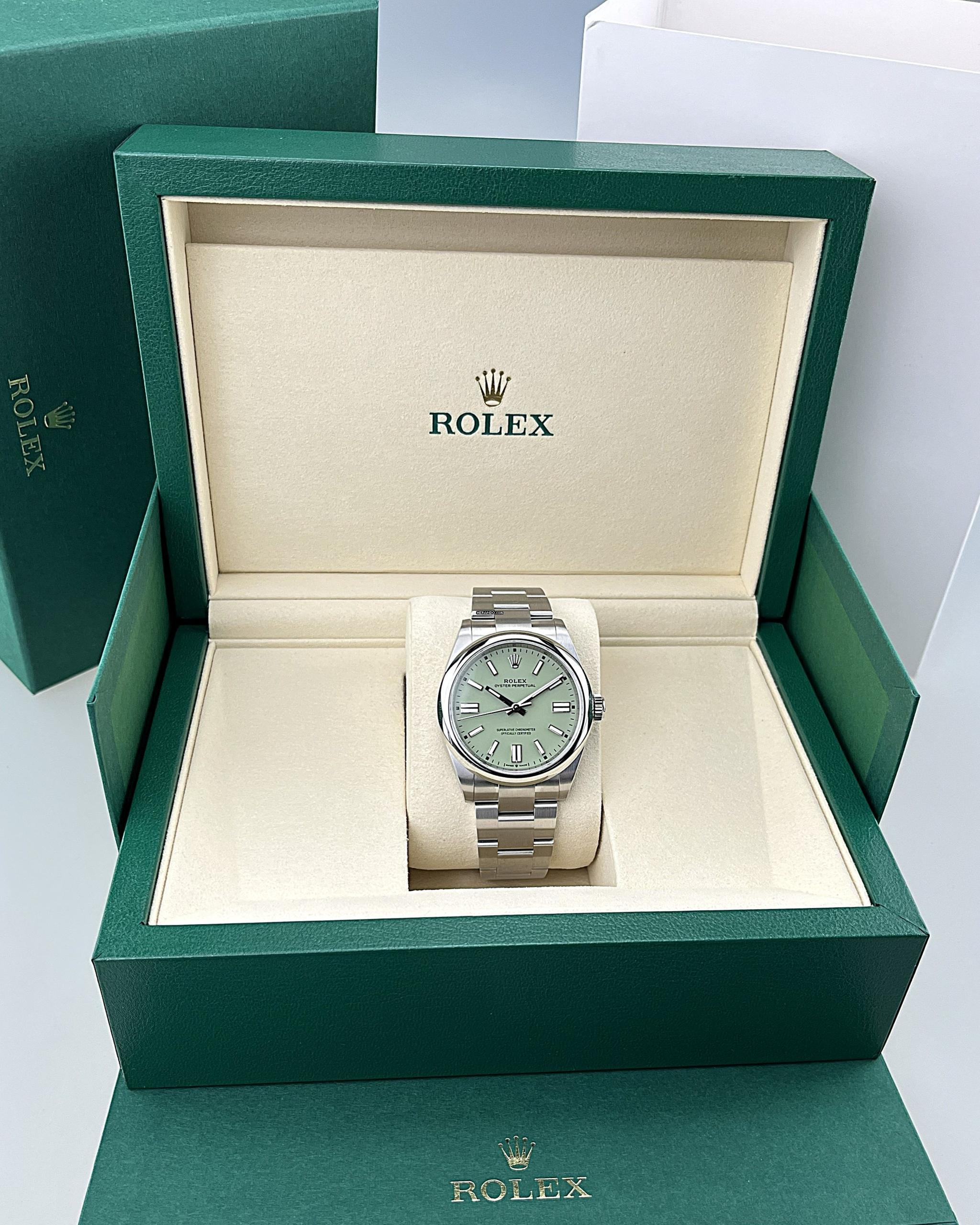 Thumbnail von Rolex Oyster Perpetual 41 Pistachio 02/2026 Ref. 134300 neu/ungetragen Full Set deutsche Auslieferung (LC100) Rolex Price-Hangtag