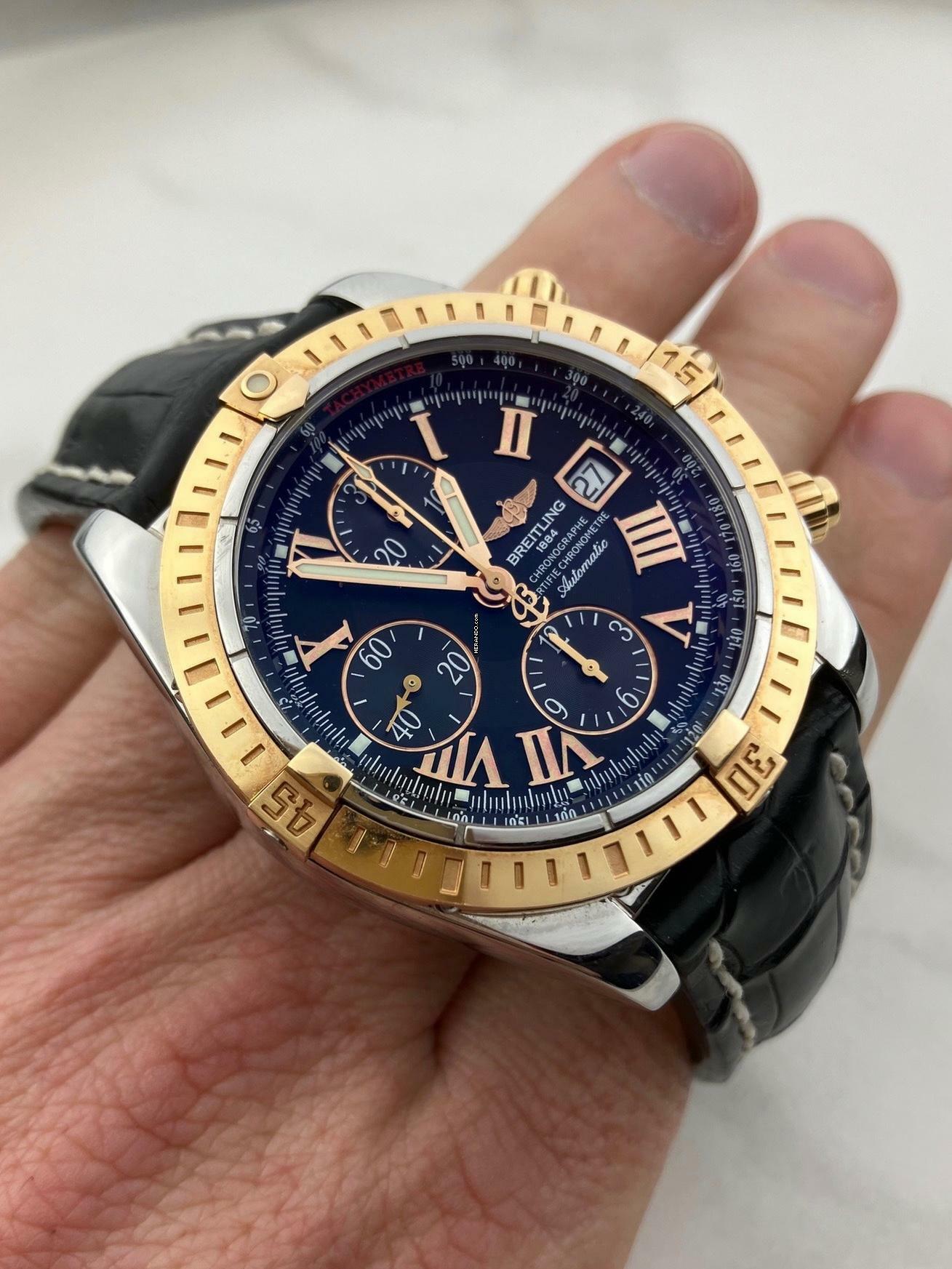 Breitling Chronomat Evolution Gold Bezel / Box+Papiere