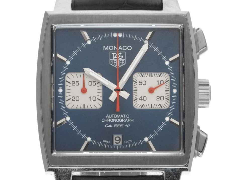  TAG Heuer Monaco Calibre 12 Ref.CAW2111.FC06183 2012 Full Set wie Neu Vintage Monaco Krokoleder Faltschließe 
