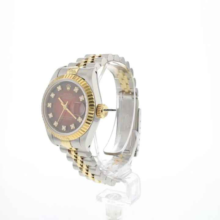  Rolex Lady-Datejust 26 Steel/Gold Red Vignette Diamond Dial 