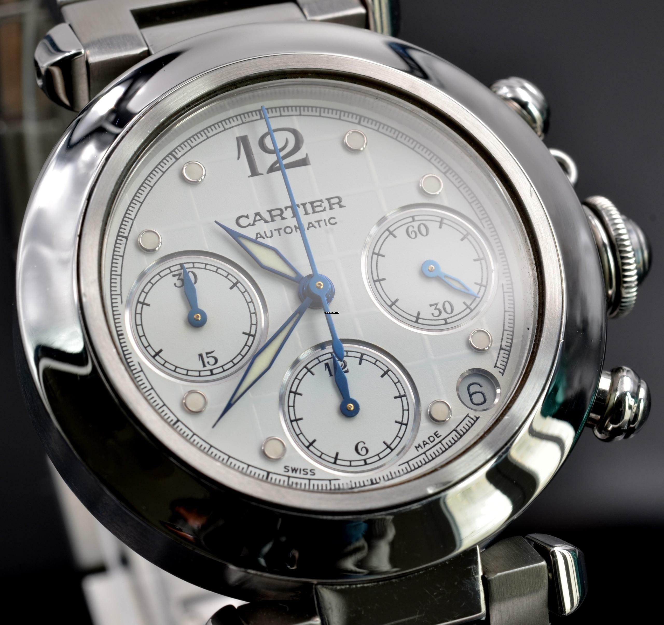 Thumbnail von Cartier Pasha C chronograph 2412 white dial Automatic 2009