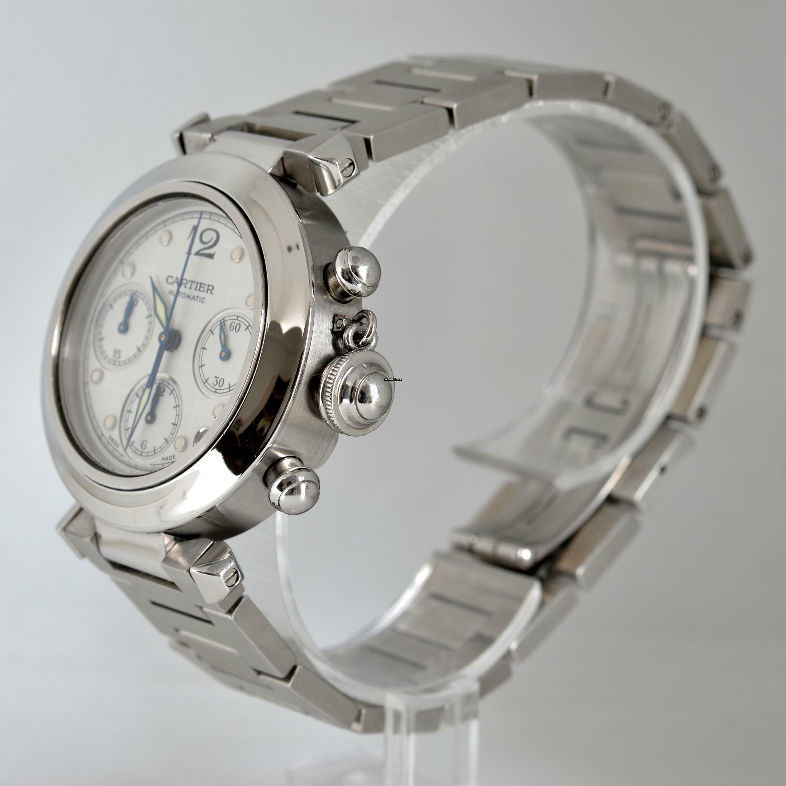 Thumbnail von Cartier Pasha C chronograph 2412 white dial Automatic 2009