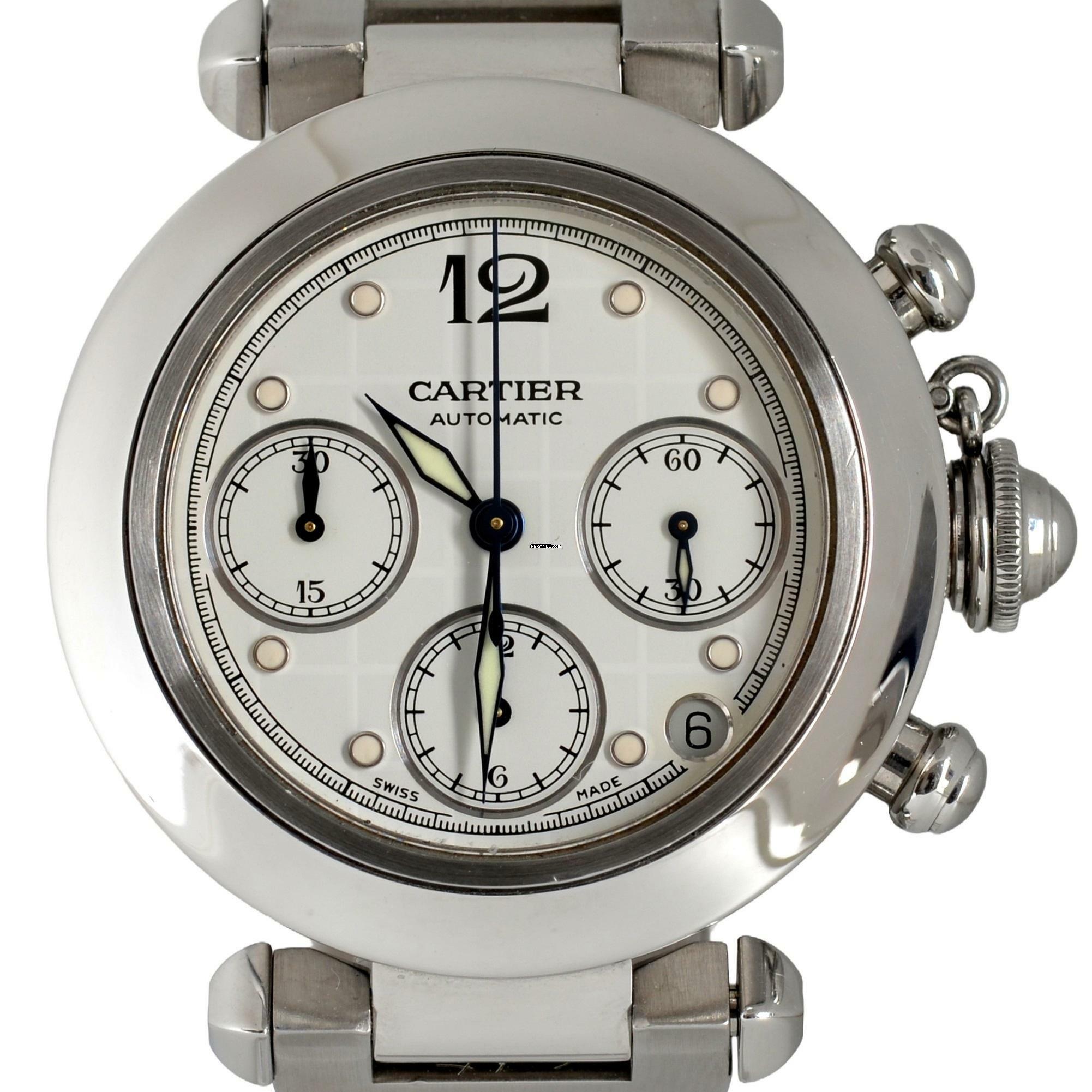 Thumbnail von Cartier Pasha C chronograph 2412 white dial Automatic 2009