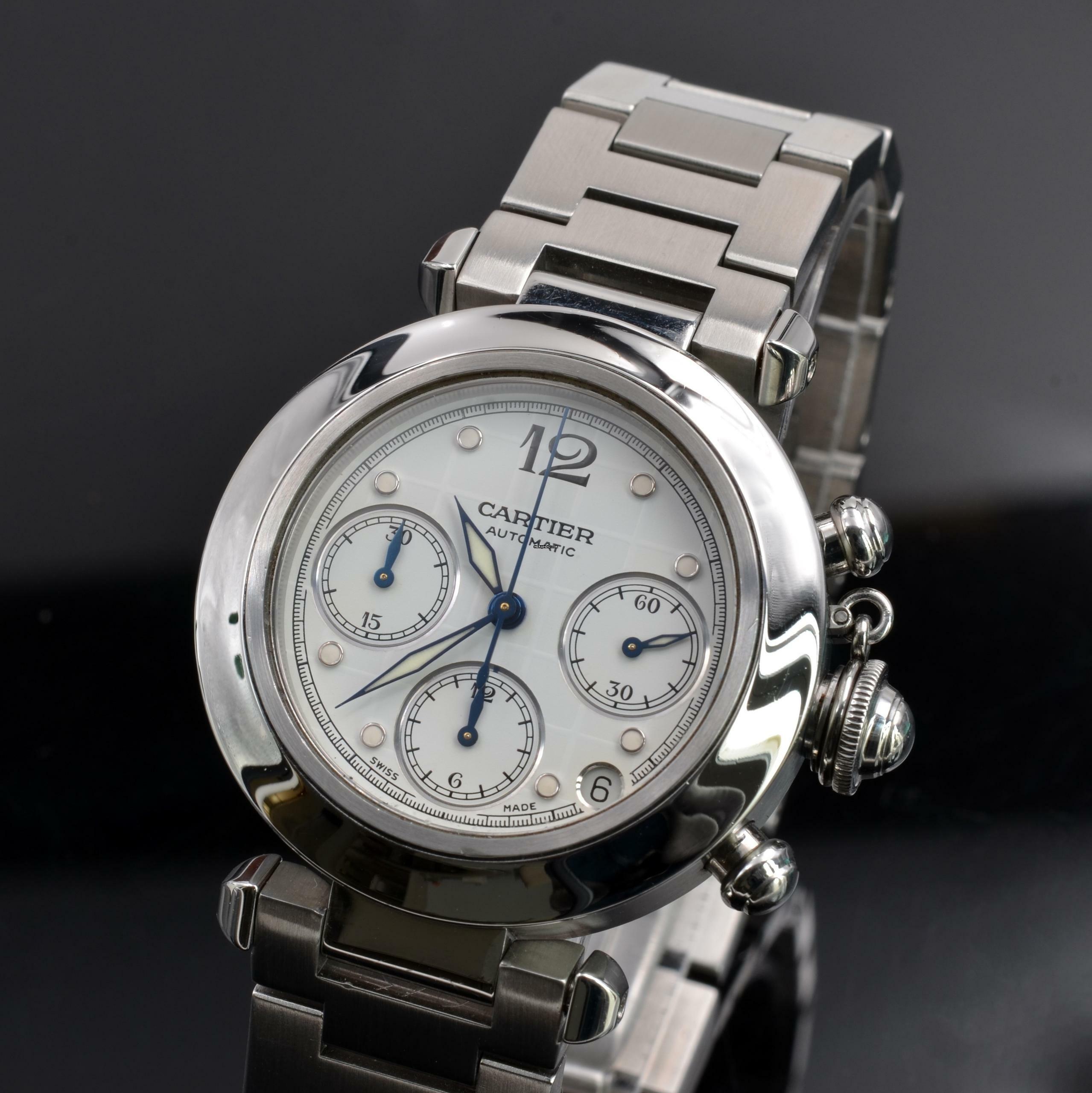 Thumbnail von Cartier Pasha C chronograph 2412 white dial Automatic 2009