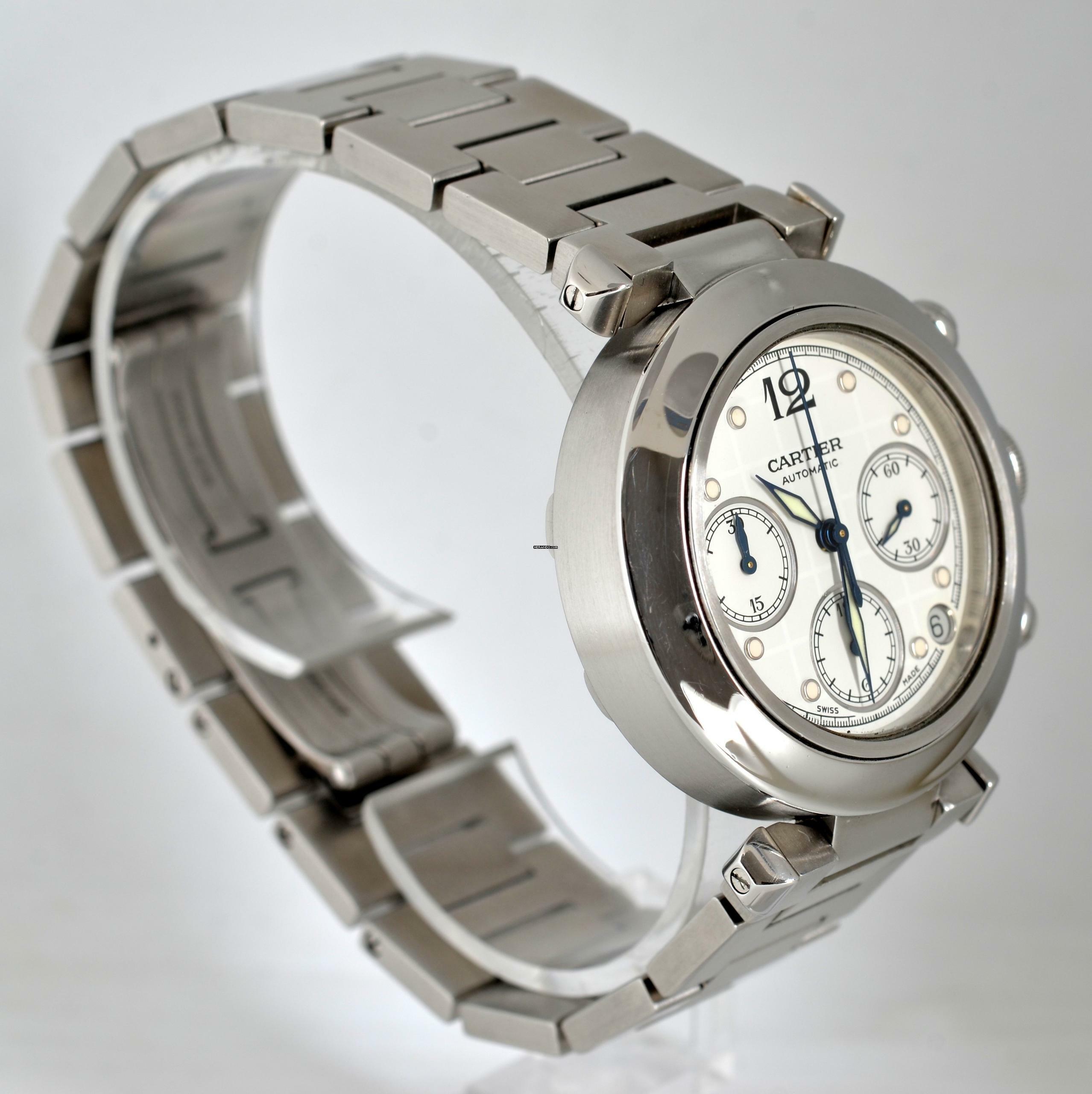 Thumbnail von Cartier Pasha C chronograph 2412 white dial Automatic 2009