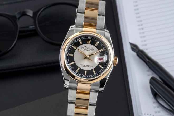  Rolex Datejust 36 Stahl / Gold Tuxedo Dial Automatik Ref. 116203 F-Serie B&P 2005 
