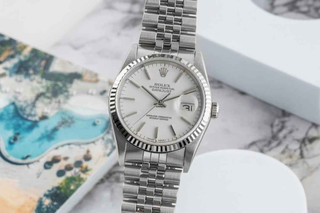  Rolex Datejust 36 White Dial Stahl Weissgold Automatik Jubilee Ref 16234 L-Serie 