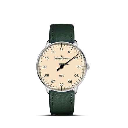  Meistersinger NEO Einzeiger Automatikuhr NES903 mit Lederband Tannengrün 
