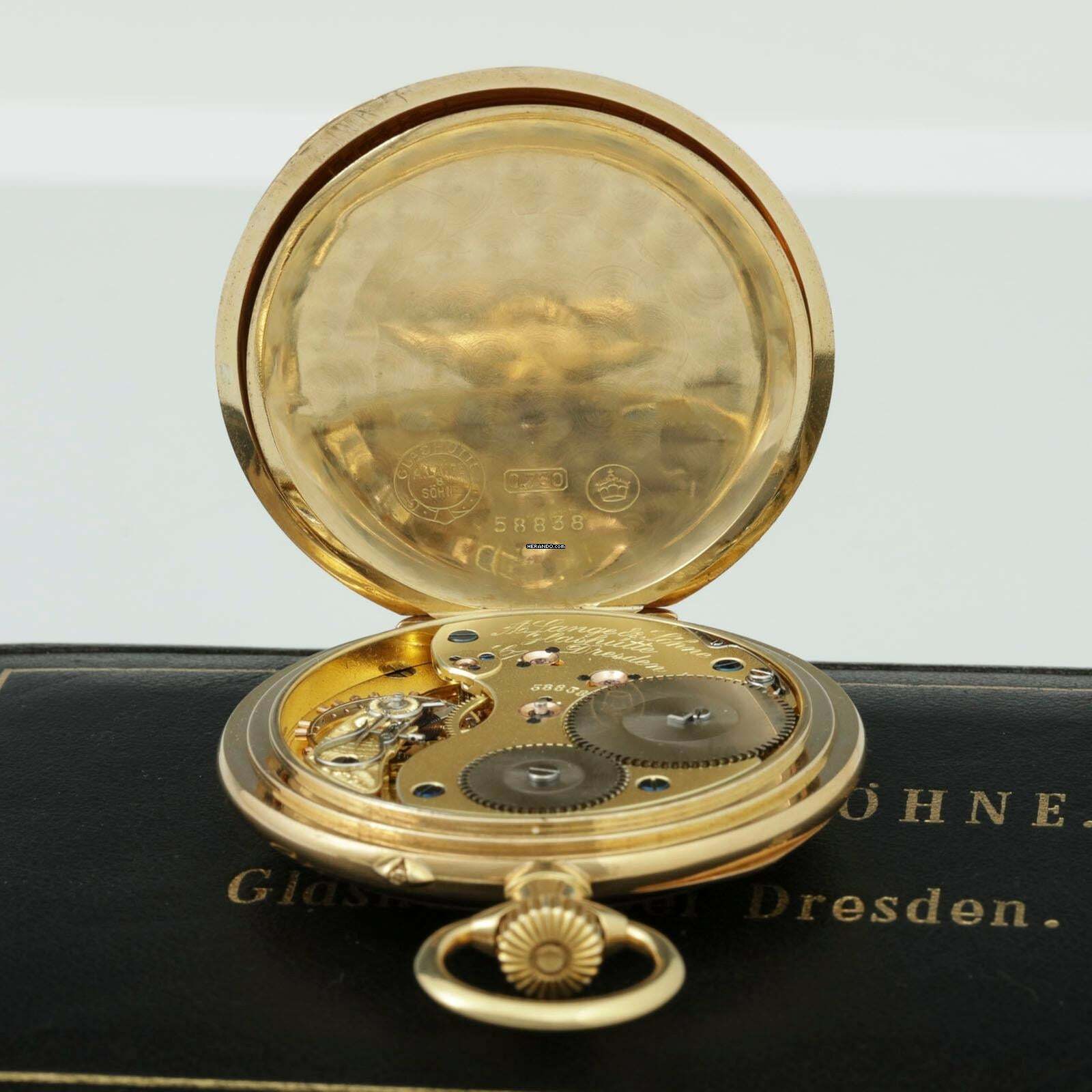 Thumbnail von A. Lange & Söhne Qualität 1A 18k Gold Taschenuhr Retailed by F. Krüssmann y Cia. Rio de Janeiro 1906 Hergestellt für den Südamerikanischen Markt