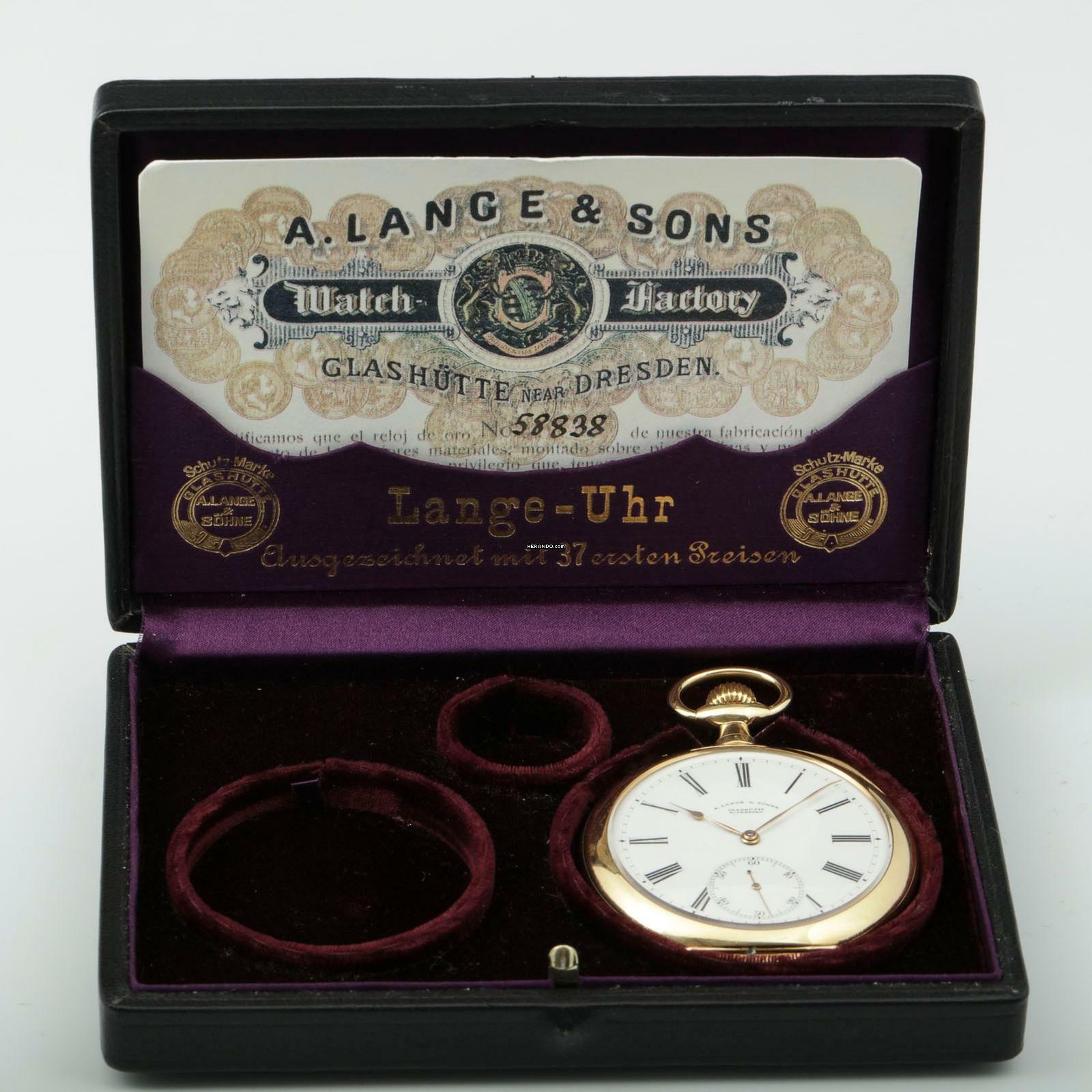 Thumbnail von A. Lange & Söhne Qualität 1A 18k Gold Taschenuhr Retailed by F. Krüssmann y Cia. Rio de Janeiro 1906 Hergestellt für den Südamerikanischen Markt